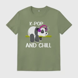 Мужская футболка хлопок Панда на кей попе и расслабоне