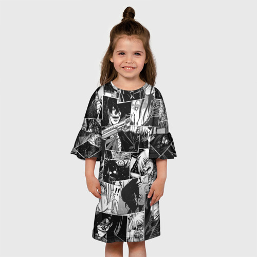 Детское платье 3D с принтом Хэллсинг паттерн | Hellsing, вид сбоку #3