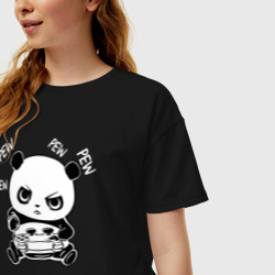 Женская футболка хлопок Oversize Панда геймер - фото 2