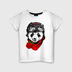 Детская футболка хлопок Панда с розой во рту