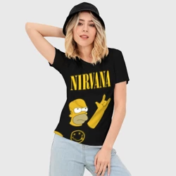 Женская футболка 3D Slim Nirvana гомер Симпсон, Simpsons - фото 2