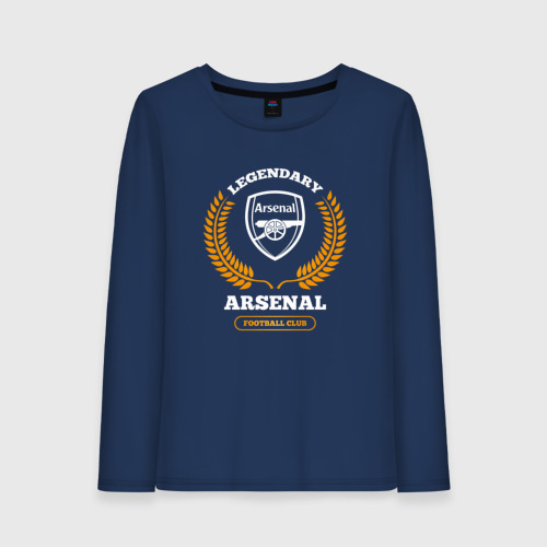 Женский лонгслив хлопок Лого Arsenal и надпись Legendary Football Club, цвет темно-синий