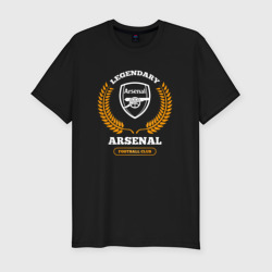 Мужская футболка хлопок Slim Лого Arsenal и надпись Legendary Football Club