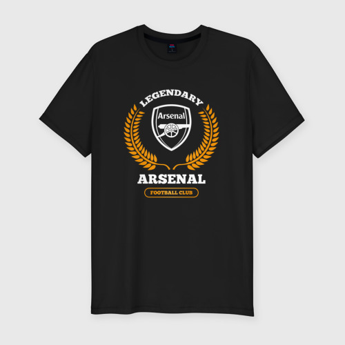 Мужская футболка хлопок Slim Лого Arsenal и надпись Legendary Football Club, цвет черный