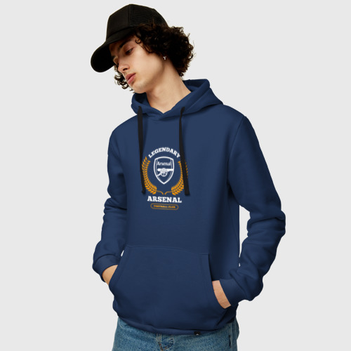 Мужская толстовка хлопок Лого Arsenal и надпись Legendary Football Club, цвет темно-синий - фото 3