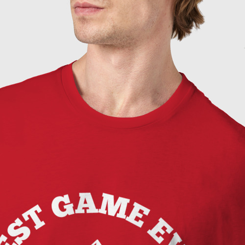Мужская футболка хлопок Символ No Man's Sky и круглая надпись Best Game Ever, цвет красный - фото 6