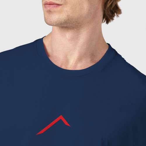 Мужская футболка хлопок с принтом Символ The Last Of Us в красном ромбе, фото #4