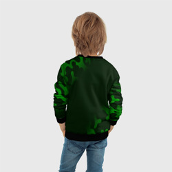 Свитшот с принтом Гоша + защитник + Милитари для ребенка, вид на модели сзади №3. Цвет основы: черный