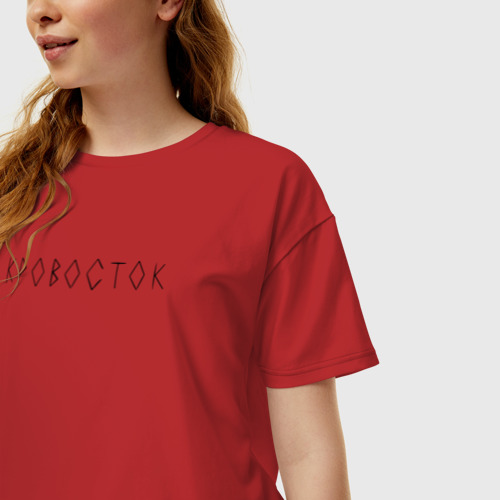 Женская футболка хлопок Oversize с принтом Надпись кровосток, фото на моделе #1