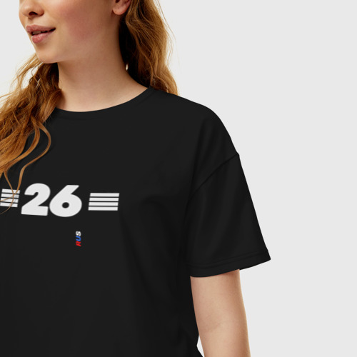 Женская футболка хлопок Oversize 26 регион Ставропольский край, цвет черный - фото 3