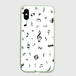 Чехол для iPhone XS Max матовый Нотные Знаки Черные на Белом