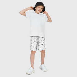 Детские спортивные шорты 3D Нотные Знаки Черные на Белом - фото 2