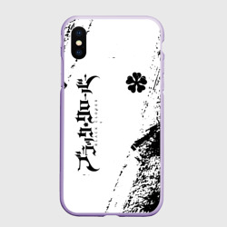 Чехол для iPhone XS Max матовый Black clover чёрный клевер вертикальная надпись