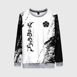 Женский свитшот 3D Black clover чёрный клевер вертикальная надпись