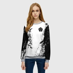 Женский свитшот 3D Black clover чёрный клевер вертикальная надпись - фото 2