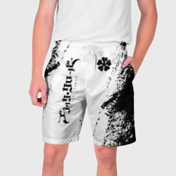 Мужские шорты 3D Black clover чёрный клевер вертикальная надпись