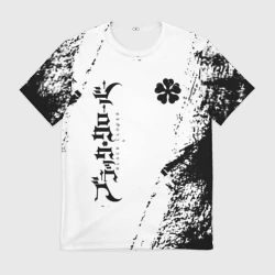 Мужская футболка 3D Black clover чёрный клевер вертикальная надпись