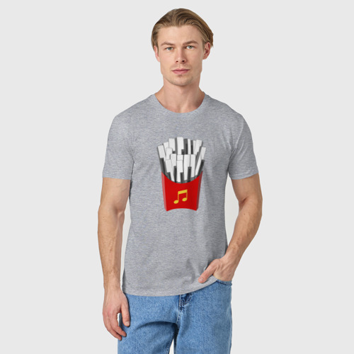 Мужская футболка хлопок Картошка Фри Клавиши Фортепиано, цвет меланж - фото 3