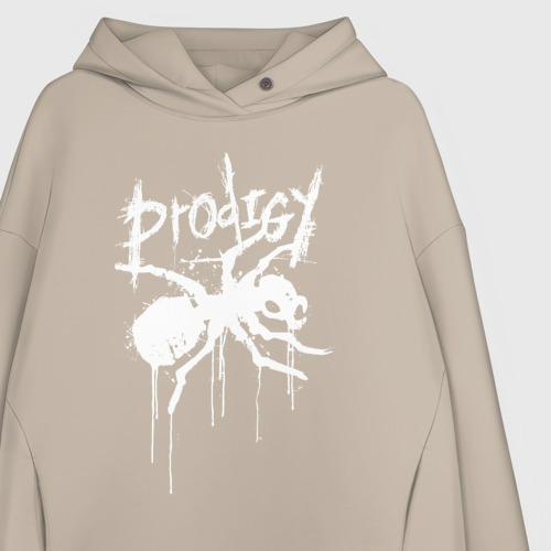 Женское худи Oversize хлопок Draw white logo - Ant, цвет миндальный - фото 3