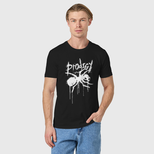 Мужская футболка хлопок Draw white logo - Ant, цвет черный - фото 3