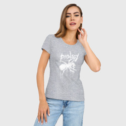 Женская футболка хлопок Slim Draw white logo - Ant - фото 2