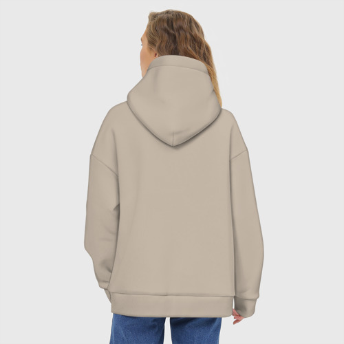 Женское худи Oversize хлопок Draw white logo - Ant, цвет миндальный - фото 5