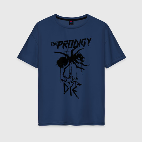 Женская футболка хлопок Oversize с принтом The prodigy - invaders black, вид спереди #2