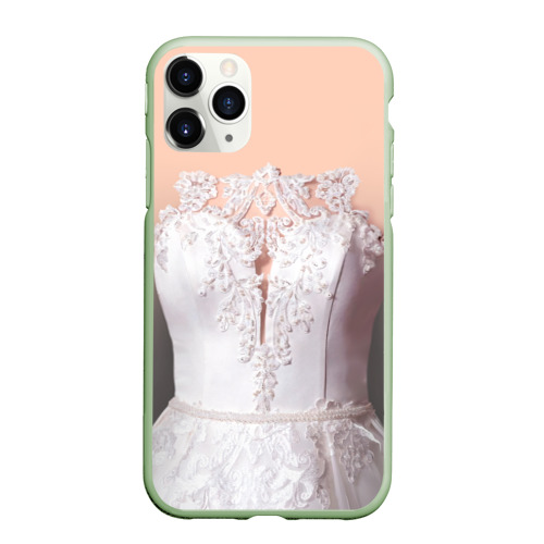 Чехол для iPhone 11 Pro матовый Свадебный корсет, цвет салатовый