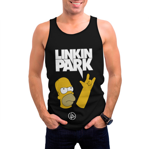 Мужская майка 3D Linkin Park гомер Симпсон, Simpsons, цвет 3D печать - фото 3