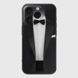 Чехол для iPhone 16 Pro силиконовый с защитой камеры Смокинг жениха с бабочкой