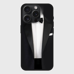 Чехол силиконовый для Apple iPhone 15 Pro Мax матовый Смокинг жениха с бабочкой