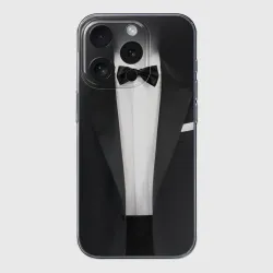 Чехол для iPhone 15 Pro Max силиконовый с защитой камеры Смокинг жениха с бабочкой