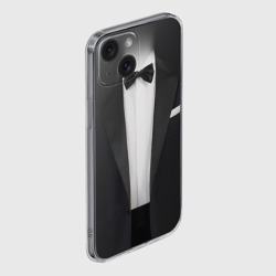 Чехол для iPhone 15 силиконовый с защитой камеры Смокинг жениха с бабочкой - фото 2