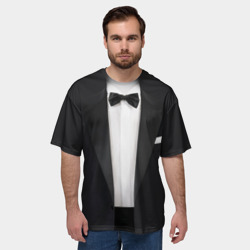 Мужская футболка oversize 3D Смокинг жениха с бабочкой - фото 2