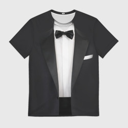 Мужская футболка 3D Смокинг жениха с бабочкой