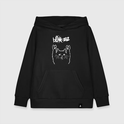 Детская толстовка хлопок Blink 182 Рок кот, цвет черный