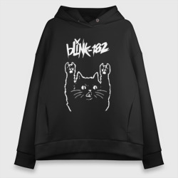 Женское худи Oversize хлопок Blink 182 Рок кот