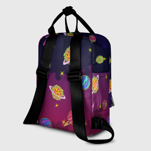 Женский рюкзак 3D с принтом Pizza in Space, вид сзади #1