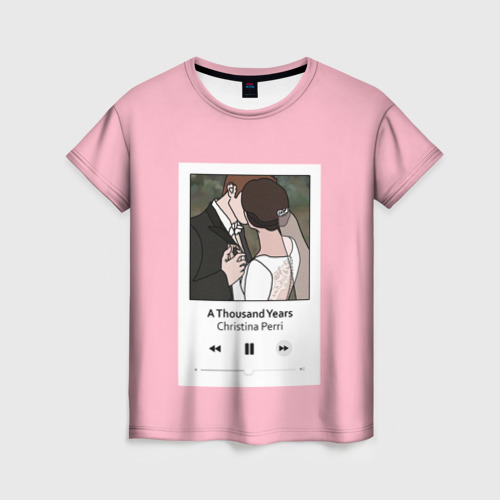 Женская футболка с принтом Плейлист - тысяча, вид спереди №1