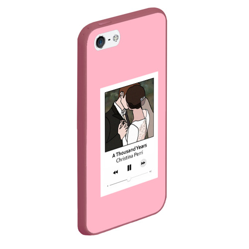 Чехол для iPhone 5/5S матовый Плейлист - тысяча, цвет малиновый - фото 3