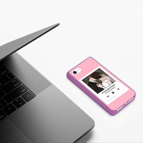 Чехол для iPhone 5/5S матовый Плейлист - тысяча, цвет фиолетовый - фото 5