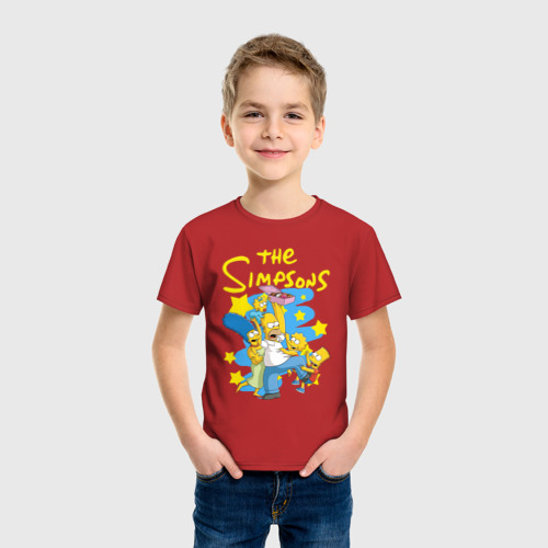 Детская футболка хлопок The Simpsons|Семейка Симпсонов, цвет красный - фото 3