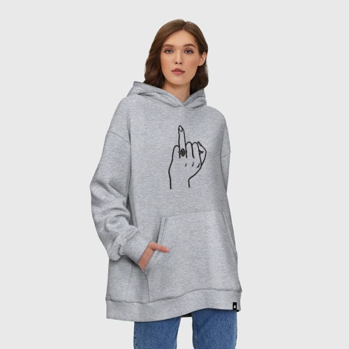 Худи SuperOversize хлопок с принтом Безымянный палец невесты для пары, фото на моделе #1