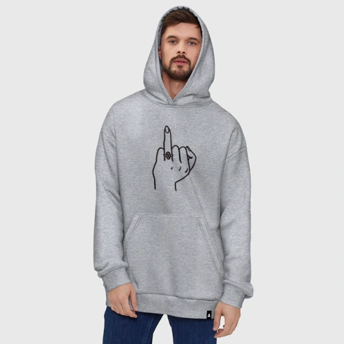 Худи SuperOversize хлопок с принтом Безымянный палец невесты для пары, вид сбоку #3