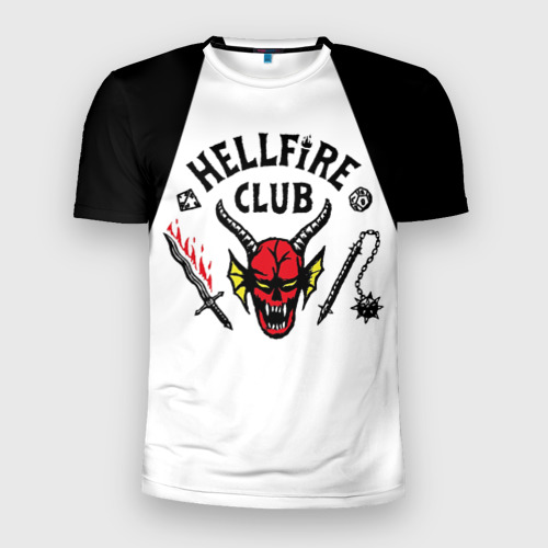 Мужская футболка приталенная с принтом HellFire Club Stranger Things logo, вид спереди №1