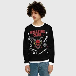 Мужской свитшот 3D Hellfire club Stranger things - фото 2