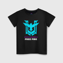 Символ Free Fire в неоновых цветах – Детская футболка хлопок с принтом купить со скидкой в -20%