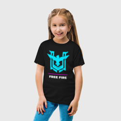 Детская футболка хлопок Символ Free Fire в неоновых цветах - фото 2
