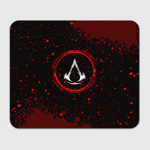 Прямоугольный коврик для мышки Символ Assassin's Creed и краска вокруг на темном фоне