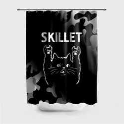 Штора 3D для ванной Группа Skillet и Рок Кот